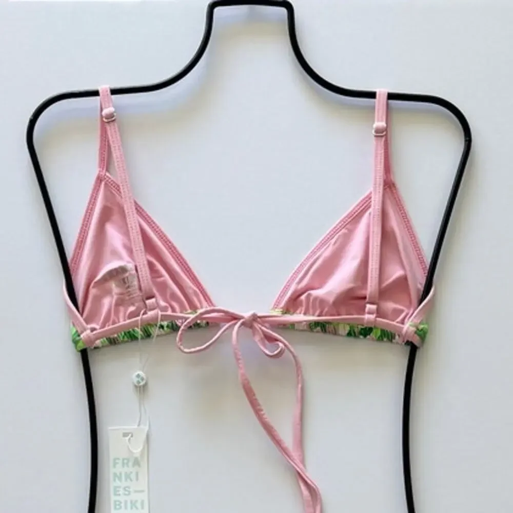 Frankies Bikinis Lumia Plaid Triangle Bikini Top - Baby Daisy - L - NWT